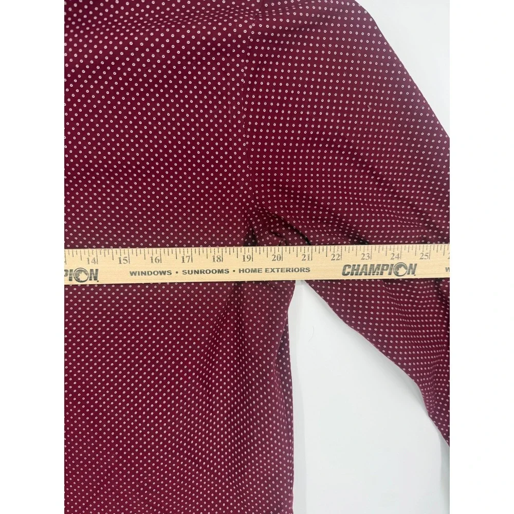 Banana Republic Mens Slim Fit Non-Iron Cotton Burgundy Polka Dot Dress Shirt M